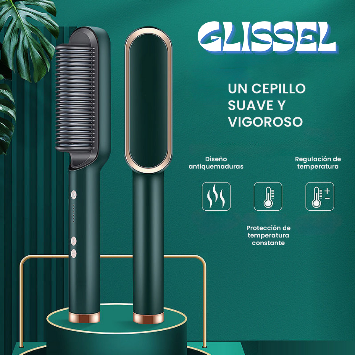 GLISSEL™ | Cepillo Alisadora 3 en 1💚+Gratis eBook de cuidados del cabello