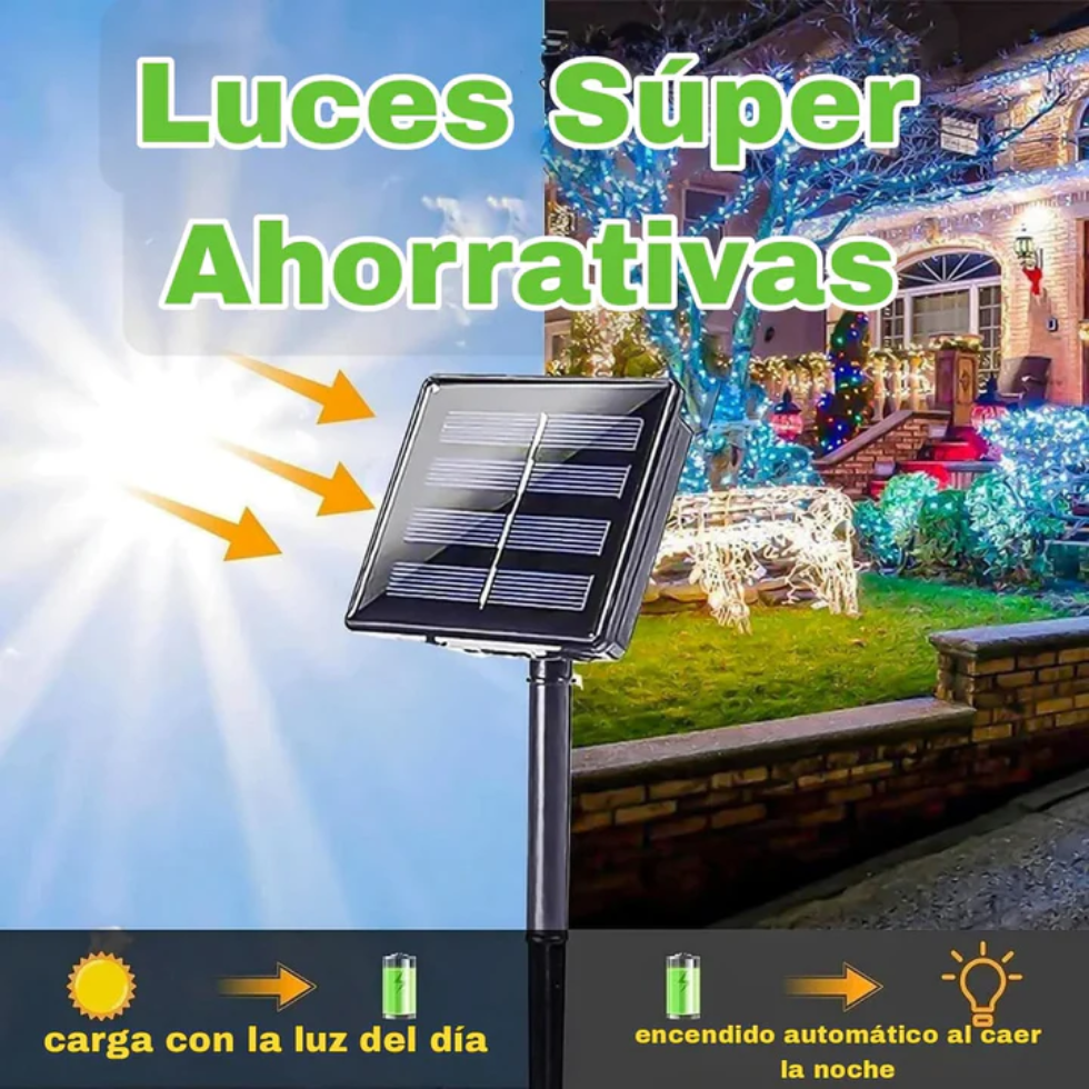 AURORA®  | Luces LED Navideñas con Panel Solar 10 metros
