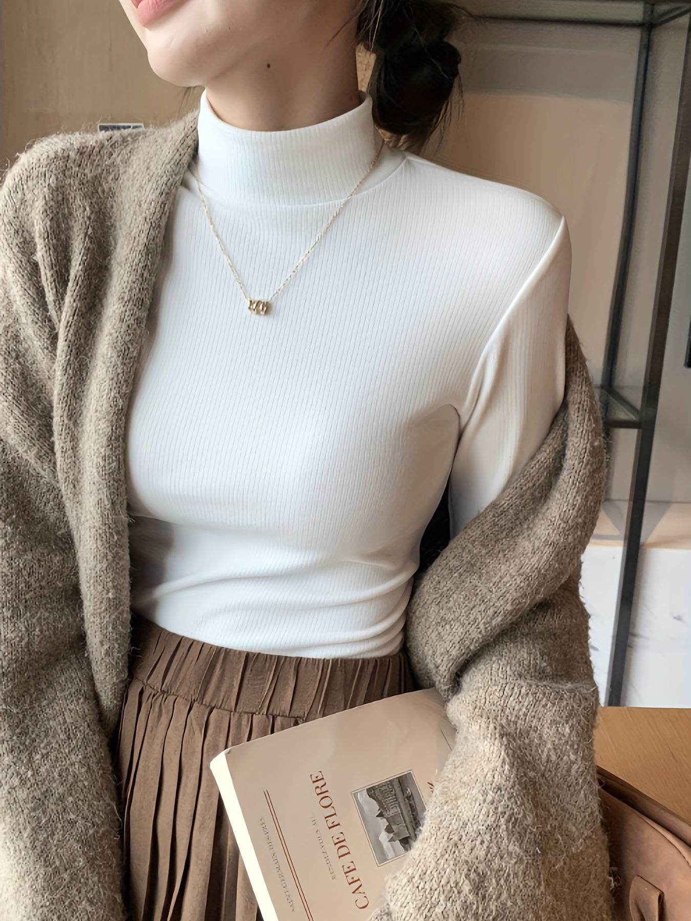Camiseta De Cuello Alto De Tres Colores, Paquete De 3, Camiseta Delgada De Manga Larga Versátil Para Otoño E Invierno, Ropa De Mujer
