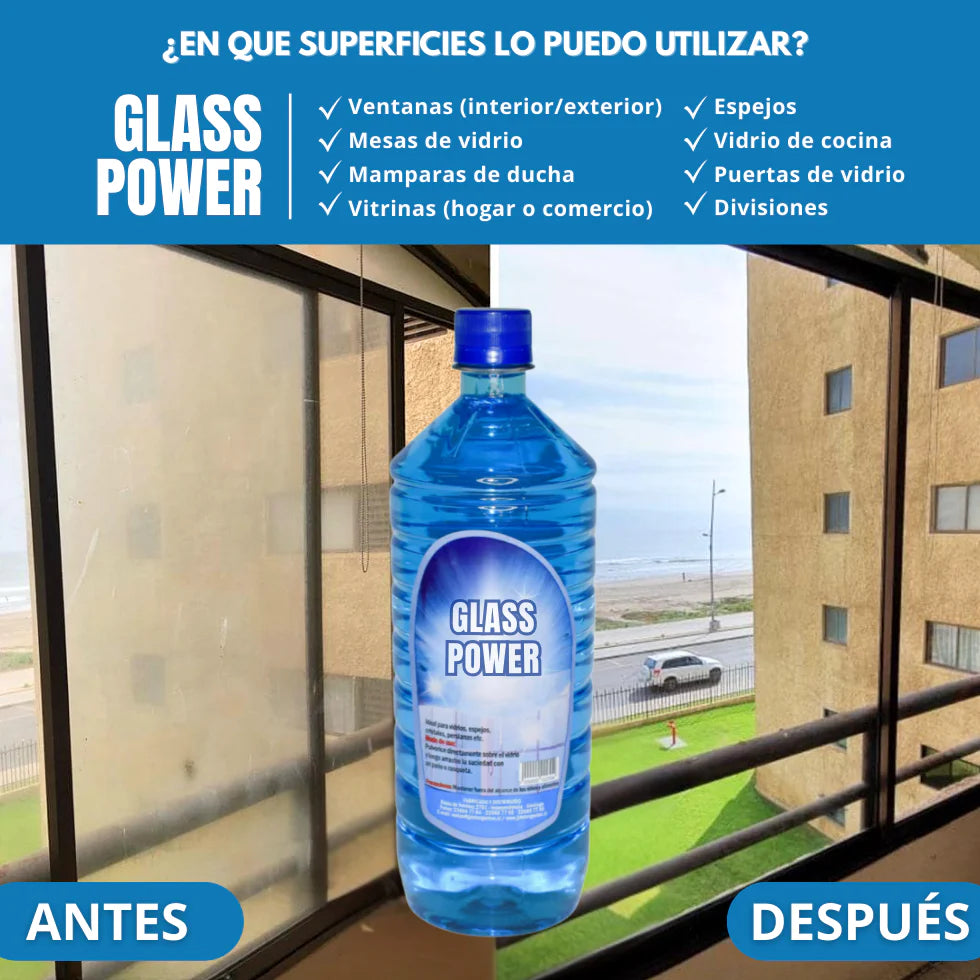 3X1 GLASSPOWER | POTENTE LIMPIADOR DE VIDRIOS ELIMINA MANCHAS DIFÍCILES