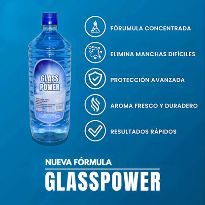 3X1 GLASSPOWER | POTENTE LIMPIADOR DE VIDRIOS ELIMINA MANCHAS DIFÍCILES