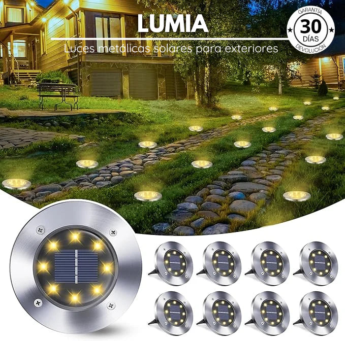 LUMIA | Pack Luces Metálicas Solares Ultrabrillantes para Exteriores
