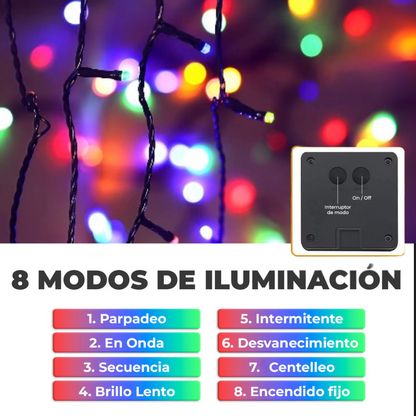 AURORA®  | Luces LED Navideñas con Panel Solar 10 metros