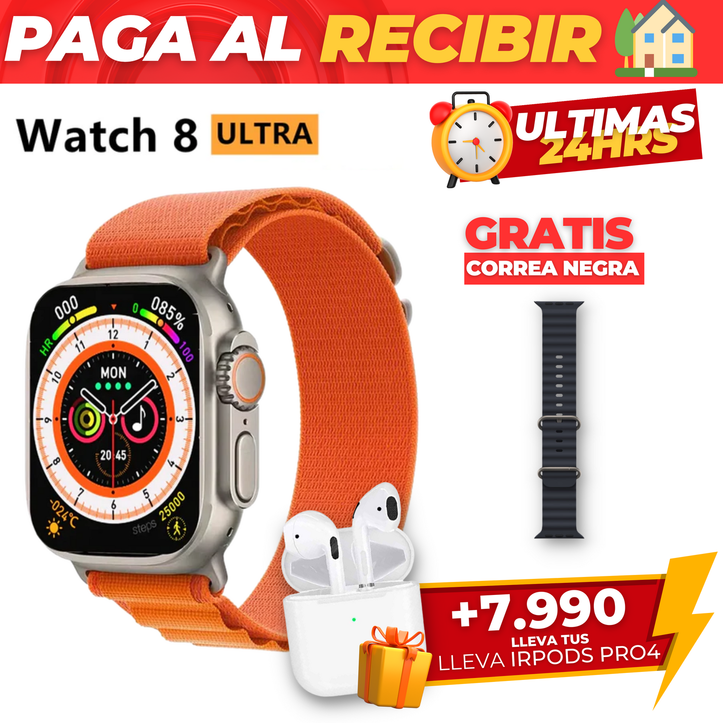 Smartwatch Ultra Serie8 (49mm) - 🎁 AGREGA AIRPODS PRO4 +$7.990🎁 ESPECIAL CYBERDAY